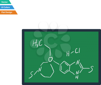 Flat design icon of chemistry formula on classroom blackboard in ui colors. Vector illustration.