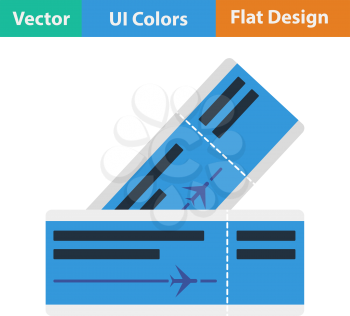 Flat design icon of two airplane tickets in ui colors. Vector illustration.