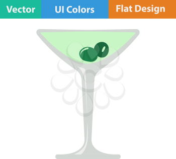 Flat design icon of cocktail glass with olives in ui colors. Vector illustration.