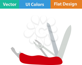 Flat design icon of folding penknife in ui colors. Vector illustration.