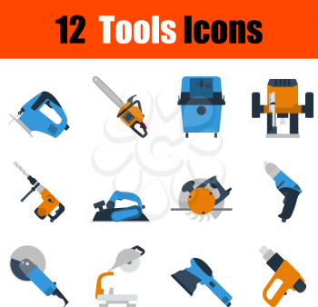 Flat design tools icon set in ui colors. Vector illustration.