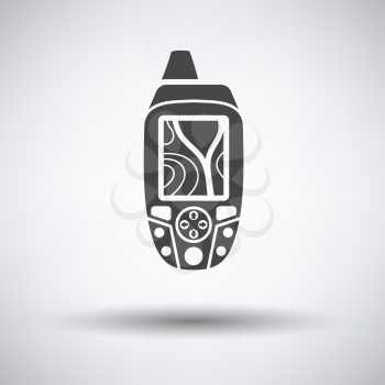 Portable GPS device icon on gray background with round shadow. Vector illustration.