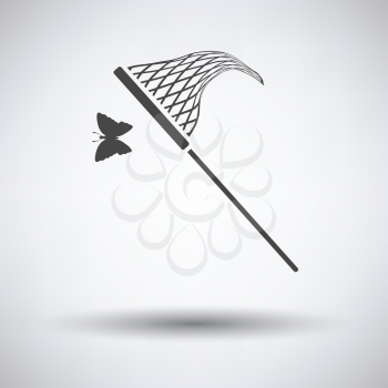 Butterfly net  icon on gray background with round shadow. Vector illustration.