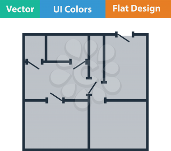 Flat design icon of apartment plan in ui colors. Vector illustration.