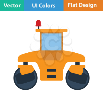 Flat design icon of road roller in ui colors. Vector illustration.