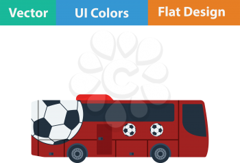 Football fan bus icon. Flat design in ui colors. Vector illustration.