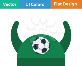 Football fans horned hat icon. Flat design in ui colors. Vector illustration.