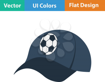 Football fans cap icon. Flat design in ui colors. Vector illustration.