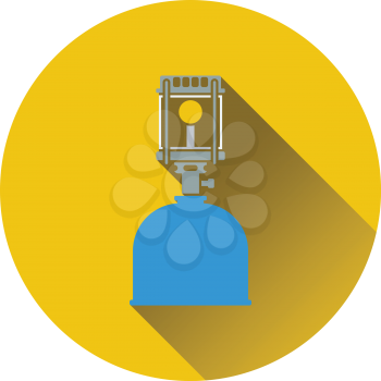 Icon of camping gas burner lamp. Flat design. Vector illustration.