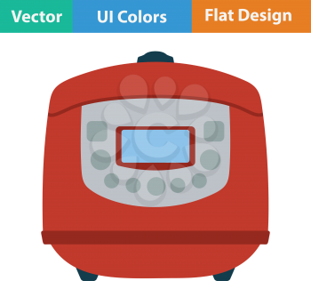 Kitchen multicooker machine icon. Flat design. Vector illustration.