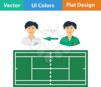 Tennis side changing icon. Flat design. Vector illustration.