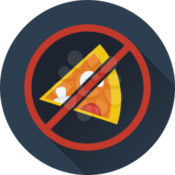 Prohibited pizza icon. Flat design. Vector illustration.