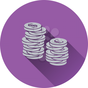 Icon of Stack of coins. Flat design. Vector illustration.