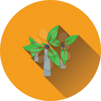 Wind mill with leaves in blades icon. Flat design. Vector illustration.