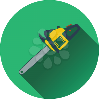 Icon of chain saw. Flat design. Vector illustration.