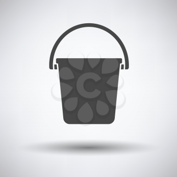 Icon of bucket on gray background with round shadow. Vector illustration.