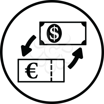 Currency dollar and euro exchange icon. Thin circle design. Vector illustration.