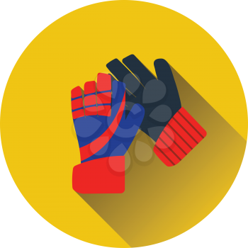 Icon of football   goalkeeper gloves. Flat color design. Vector illustration.