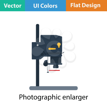Icon of photo enlarger. Flat color design. Vector illustration.