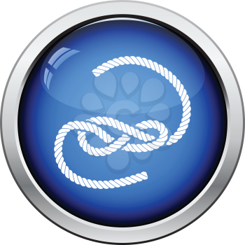 Knoted rope  icon. Glossy button design. Vector illustration.