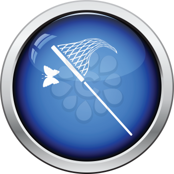 Butterfly net  icon. Glossy button design. Vector illustration.
