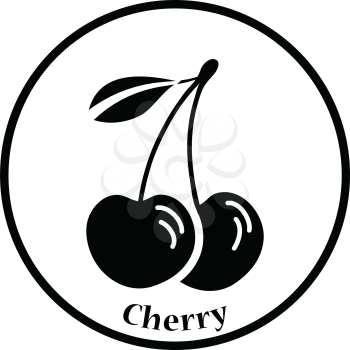 Icon of Cherry. Thin circle design. Vector illustration.