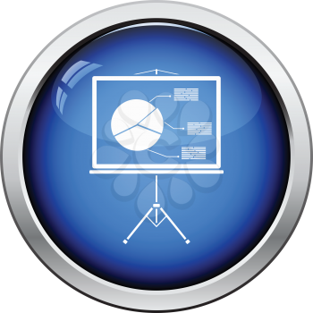 Presentation stand icon. Glossy button design. Vector illustration.