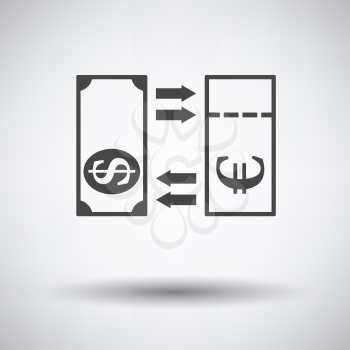 Currency exchange icon on gray background, round shadow. Vector illustration.