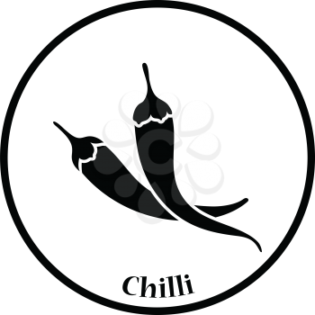 Chili pepper icon. Thin circle design. Vector illustration.