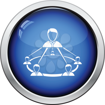 Business team icon. Glossy button design. Vector illustration.