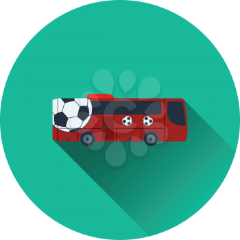 Football fan bus icon. Flat color design. Vector illustration.
