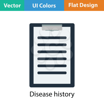Disease history icon. Flat color design. Vector illustration.