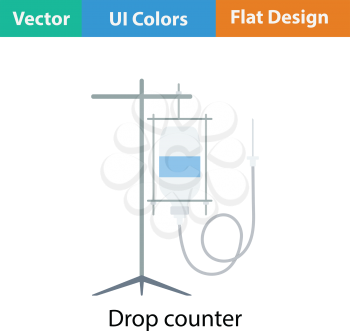 Drop counter icon. Flat color design. Vector illustration.