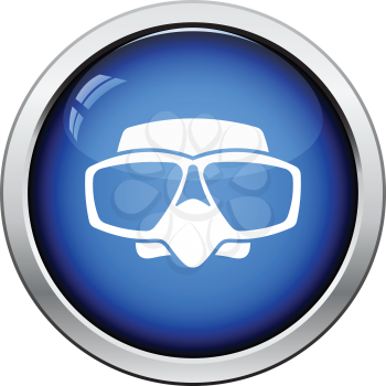 Icon of scuba mask . Glossy button design. Vector illustration.