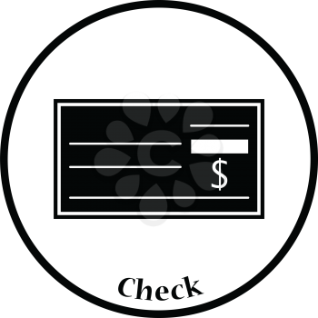 Bank check icon. Thin circle design. Vector illustration.