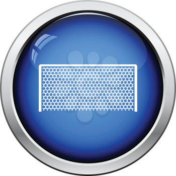 Icon of football gate. Glossy button design. Vector illustration.