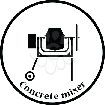 Icon of Concrete mixer. Thin circle design. Vector illustration.