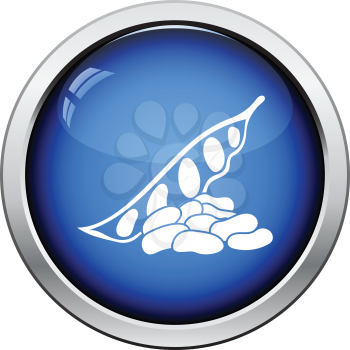 Beans  icon. Glossy button design. Vector illustration.