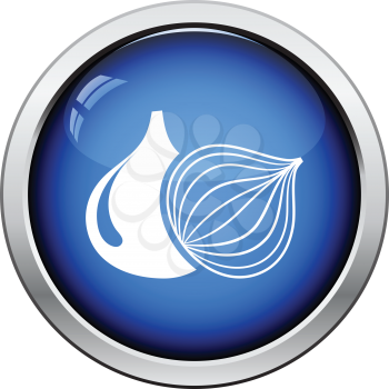 Onion icon. Glossy button design. Vector illustration.