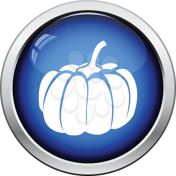 Pumpkin icon. Glossy button design. Vector illustration.