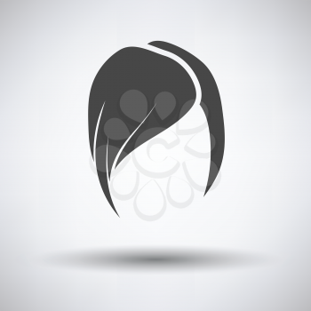 Lady's hairstyle icon on gray background, round shadow. Vector illustration.