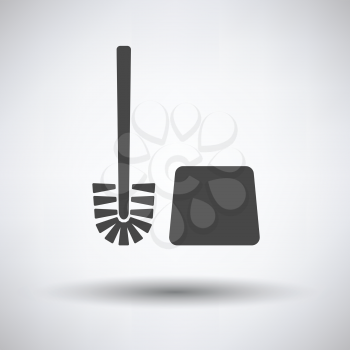 Toilet brush icon on gray background, round shadow. Vector illustration.