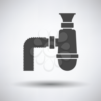Bathroom siphon icon on gray background, round shadow. Vector illustration.