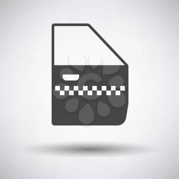 Taxi side door icon on gray background, round shadow. Vector illustration.