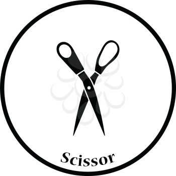 Tailor scissor icon. Thin circle design. Vector illustration.