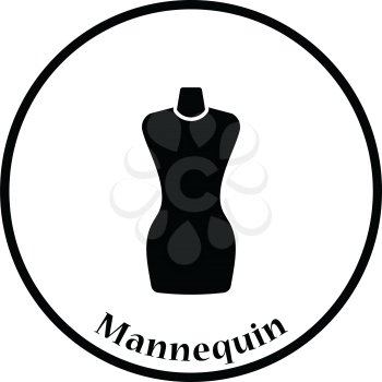 Tailor mannequin icon. Thin circle design. Vector illustration.