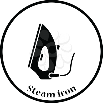 Steam iron icon. Thin circle design. Vector illustration.
