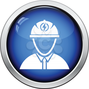Electric engineer icon. Glossy button design. Vector illustration.