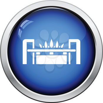 Gas burner icon. Glossy button design. Vector illustration.
