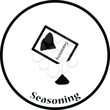 Seasoning package icon. Thin circle design. Vector illustration.